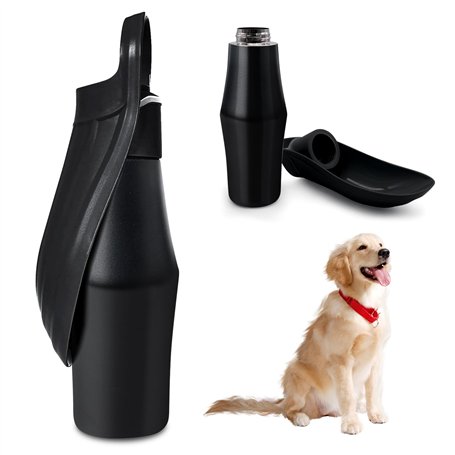 Gourde pour chien - 750 ml - En acier inoxydable - Pliable à 180° - Portable - Pour la marche