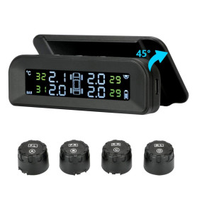 Jansite TPMS Système de surveillance de la pression des pneus à énergie solaire 22-87 psi sur pare-brise avec 4 capteurs de voit Jansite TPMS Système de surveillance de la pression des pneus à énergie solaire 22-87 psi sur pare-brise avec 4 capteurs de voit