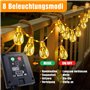 Ciskotu Guirlande Lumineuse Solaire d'extérieur, 8 m 16 Ampoules 8 Modes (160 + 60) LED Corde de Chanvre Résistante aux Intempér