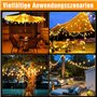 Ciskotu Guirlande Lumineuse Solaire d'extérieur, 8 m 16 Ampoules 8 Modes (160 + 60) LED Corde de Chanvre Résistante aux Intempér