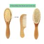 Molylove 3 pièce brosse à cheveux de bébé en bois et ensemble peigne | poils de chèvre naturel brosse | brosse à poils de bois p
