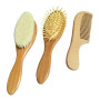 Molylove 3 pièce brosse à cheveux de bébé en bois et ensemble peigne | poils de chèvre naturel brosse | brosse à poils de bois p