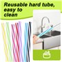 XULIERUX 50 Pailles Réutilisables, Pailles Plastique Avec Brosse De Nettoyage, Pailles Épaisses Pour Frappés Jus Cocktails Boiss