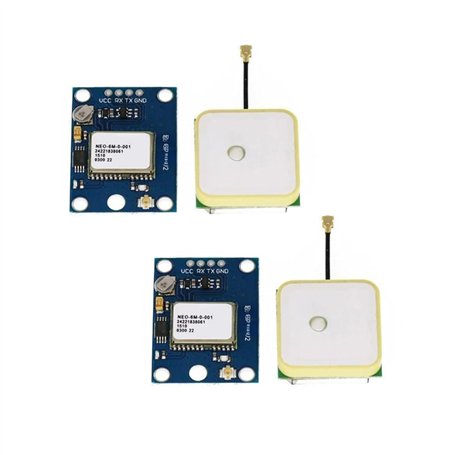 GY-NEO6MV2 NEO-6M Lot de 2 modules de commande de vol GPS 3 V-5 V avec antenne en céramique super puissante pour Arduino EEPROM