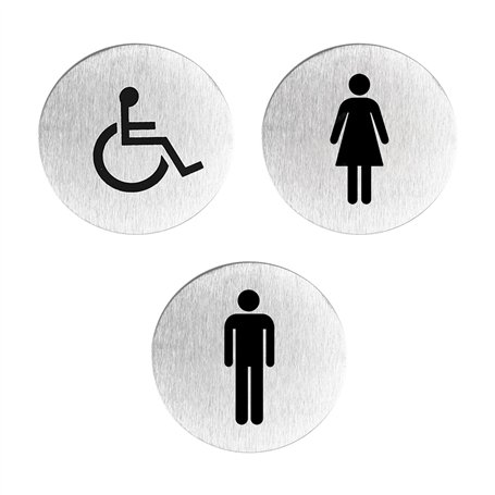 Lot de 3 plaques de toilettes en acier inoxydable