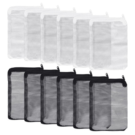 DAZZLUXE Lot de 12 sacs filtrants en éponge pour aquarium - Filtre à charbon actif en maille filet - Filtre à fermeture éclair -