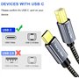 Yeung Qee Câble d'imprimante USB C vers USB B tressé haute vitesse USB de type C vers USB 2.0 de type B, compatible avec Brother