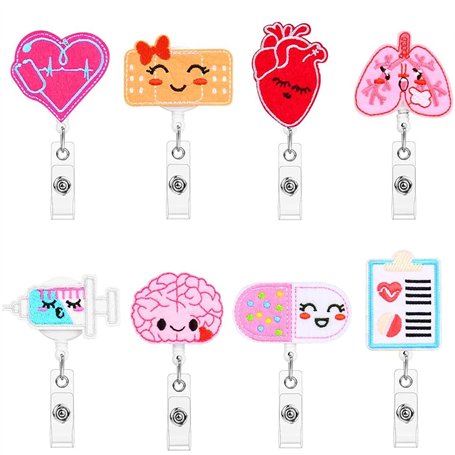 VIVIIHOO Lot de 8 porte-badges extensibles en feutre pour infirmières et enseignants