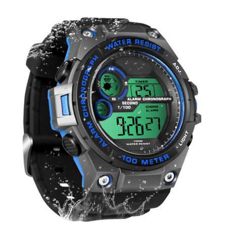 TEKMAGIC Montre Bracelet Hommes Garçon de Natation 100m Résistant à l'eau Montre Plongée avec Fonctions d'Chronomètre
