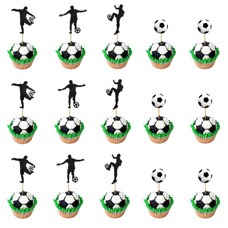 HOMEJOY 48 Pieces Cupcake Decoration de Football Decoration Gateau Foot Cake Topper de Football pour Fête Thème du Football la D