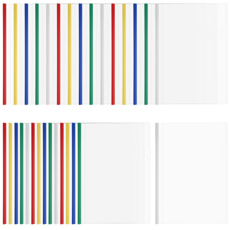 YUENPUN Lot de 30 protège-documents A4 translucides avec barre coulissante