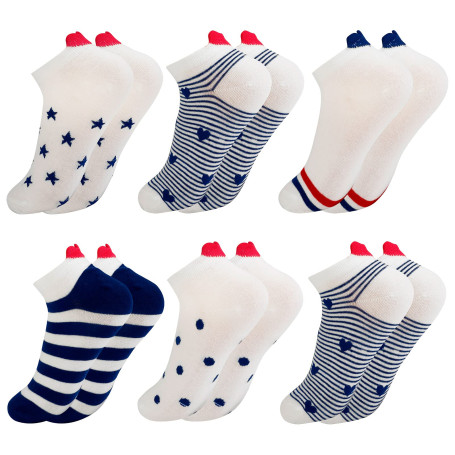 Chaussette Femme Coeur Fantaisie Chaussette Femme Courte 6 Paires Chaussettes Invisibles Femme Sport 36-39 Coton Soquette Femme
