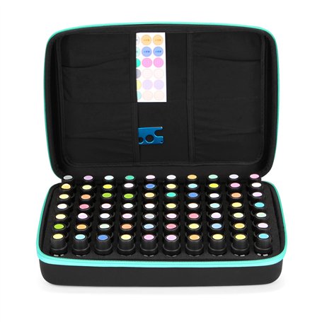 FTINATE 70 Trous Boîte Huile Essentielle Aromathérapie Sac de Rangement Trousses de Toilette Voyage Sac à cosmétiques avec inser