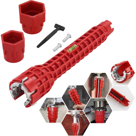 JRSHIRLEYLTD Clé de robinet 8 en 1 - Outil multifonction pour installation de robinet - Pour lavabo