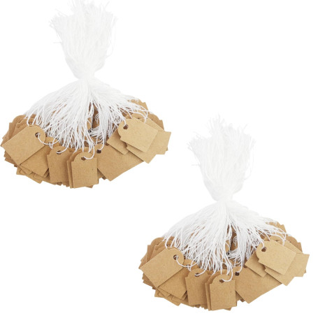 Lot de 220 étiquettes en papier kraft marron avec cordon pour bijoux
