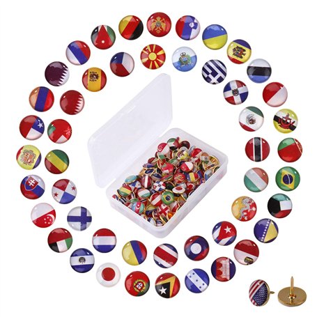 Punaises Creative 100 Pièces Drapeau National Push Pins pour Tableau d'Affichage