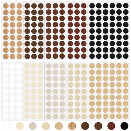 Yesaler Cache Vis Auto-adhésif 540 Pièces Autocollant Meuble pour Trou de Vis Diamètre 21mm Cache Trou pour Meuble en Bois Armoi