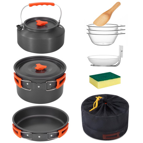 Yesaler Kit de Casseroles Camping Ensemble de Vaisselle d'Extérieur avec Pot de Camping Poêle à Frire Théières pour Randonnée Pi