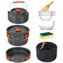 Yesaler Kit de Casseroles Camping Ensemble de Vaisselle d'Extérieur avec Pot de Camping Poêle à Frire Théières pour Randonnée Pi