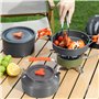 Yesaler Kit de Casseroles Camping Ensemble de Vaisselle d'Extérieur avec Pot de Camping Poêle à Frire Théières pour Randonnée Pi