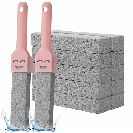 Yesaler Nettoyer de Toilettes en Pierre Pierre Ponce avec 2 Poignées Brosse de Nettoyage Remplaçable pour Salle de Bain Cuisine