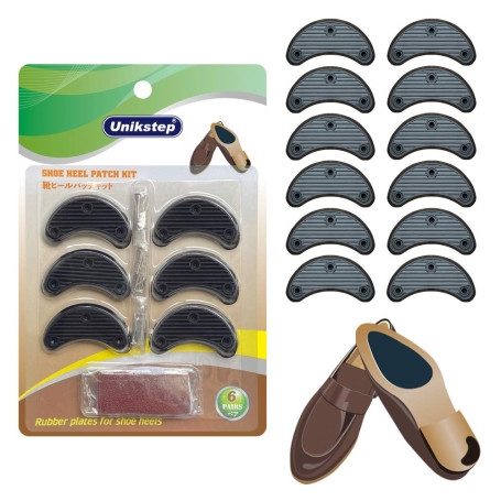 Unikstep - Lot de 6 paires de semelles en caoutchouc pour réparation de talon de chaussures