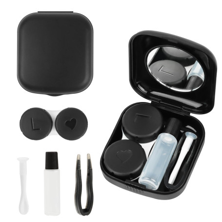 LOBVABA Étui pour Lentilles de Contact Portable - 2 Pièces avec Miroir - Mini Boîte pour La Maison Ou Les Voyages