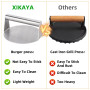 XIKAYA 6,3 Pouces Smash Burger, 16cm Rond en Acier Inoxydable Steak haché,2 mm épaissi Presse Burger,pour Les Hamburgers, Les ba