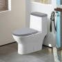 ANDARS Gris Foncé Ensemble de Housses pour WC, Housse pour Abattant de Toilette avec Bande Élastique, Housses Réservoir de Toile