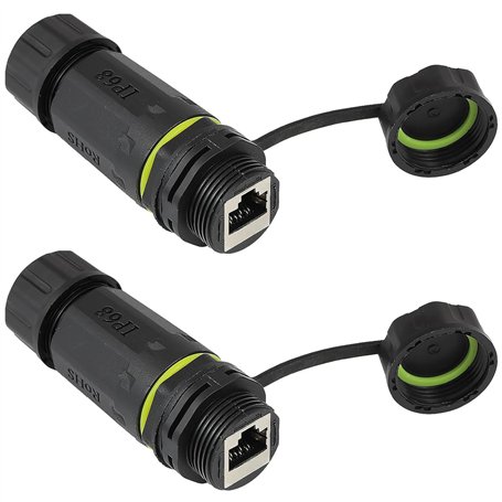 PENGLIN 2PCS Connecteur étanche RJ45 blindé IP68 CAT7 8P8C Coupleur de câble LAN Ethernet Femelle à Femelle Adaptateur réseau ex