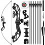 SERfawnCH Arc à Poulies 30LBS Droitier pour Chasse Extérieure Survie Tir à l'arc avec Flèches Carbone Protège-Bras et Palette d'