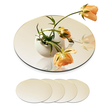 Strehknewen Lot de 4 Plateaux Miroir Ronds - décoratif doré sans Points adhésifs - décoratif en Acrylique pour décoration de Tab