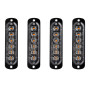 4pcs 12-24V Ultra Mince Voyant Barre D'alarme Stroboscopique d'urgence Lampe- 6 LEDS Bande lumineuse D'avertissement de Flash Ca