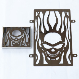 Couvercle de grille de radiateur Skull en acier inoxydable chromé et lames de protection de grille de carénage pour Kawasaki Vul Couvercle de grille de radiateur Skull en acier inoxydable chromé et lames de protection de grille de carénage pour Kawasaki Vul