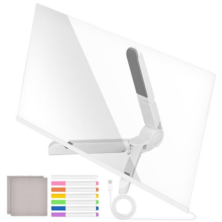 Tableau Acrylique Lumineux LED Effaçable 30 x 20 cm Tableau Message Lumineux Stylos Néons 7 Couleurs Parfait pour Bureau Mémo et