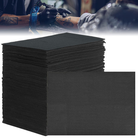 Nizirioo Lot de 125 Bavoirs Dentaires Noirs 45 x 33 cm - Bavoir Imperméable de Qualité Supérieure pour Table de Tatouage