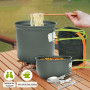 Batterie de cuisine de camping pour 1 à 2 personnes, ensemble de vaisselle de camping en aluminium, poêle de camping portable av