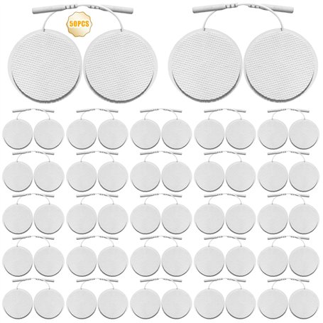 TENS-EMS Lot de 50 électrodes réutilisables pour appareils TENS et EMS Trainer 4 x 4 cm