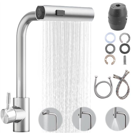 BAIFULAI Robinet de cuisine extensible avec douchette extractible
