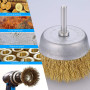 JIZZU 9Pcs Brosse Métallique pour Perceuse, Brosse Métallique Laiton Enduit Accessoire de Forage, Brosse Métallique Perceuse pou
