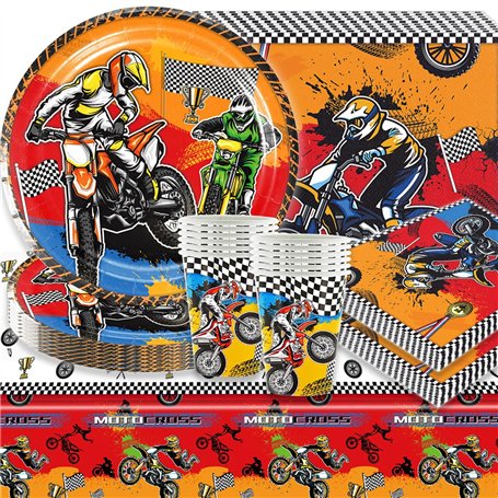 61 Pcs Vaisselle de Fête Anniversaire Motocross