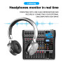 Console de mixage audio BOMGE 8 canaux avec Bluetooth USB, entrée d'enregistrement pour PC, connecteur pour microphone XLR, bloc