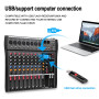 Console de mixage audio BOMGE 8 canaux avec Bluetooth USB, entrée d'enregistrement pour PC, connecteur pour microphone XLR, bloc