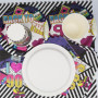 Doyomtoy Vaisselle pour fête de la Musique,61 Pcs 90s Articles de Fête-Assiettes, serviettes en Papier,Gobelets en Papier,Nappes