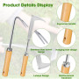 mizikuu 2 Pièces Desherbeur Manuel, Désherbeur en Acier Inoxydable avec Manche Ergonomique en Bois Arrache Mauvaise Herbe Coutea
