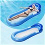 Lit Flottant Gonflable avec Filet, Fauteuil Gonflable de Piscine, 80 × 160 cm,Chaise Longue Flottante, Hamac d'eau Portable pour