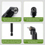 14 Pièces Renvoi D'Angle Visseuse Kit Tige D'extension à Tige Hexagonale 1/4", Renvoi D'Angle Perceuse, 105° Tournevis Flexible 