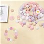 Druuzyl Lot de 76 Perles Rondes en Silicone en Forme de Fleur Perles en Silicone en Forme de Marguerite en Vrac en Fleur Avec Co