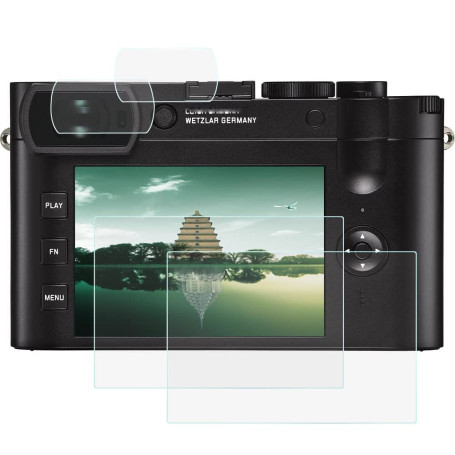 fire rock Q2 Lot de 2 protections d'écran tactiles LCD en verre trempé pour appareil photo Leica Q2 et écran en PET ultra transp
