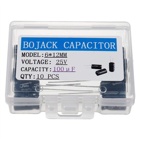BOJACK 100uF 25V 6x12mm Condensateurs 100 MFD 25 Volts 0
